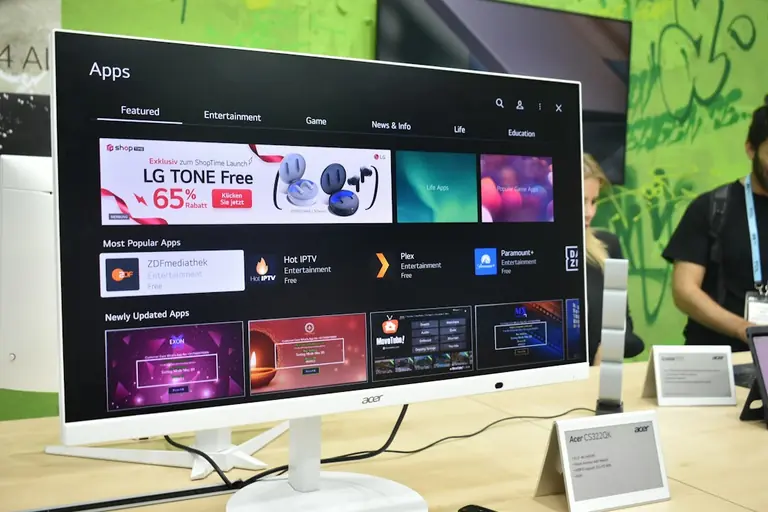 A computer monitor displaying an app store interface