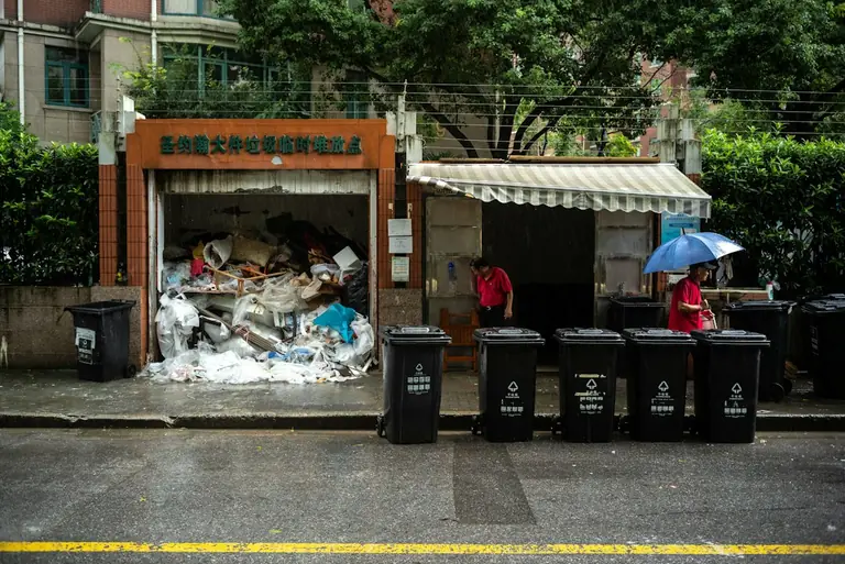 garbage on the street during daytime
