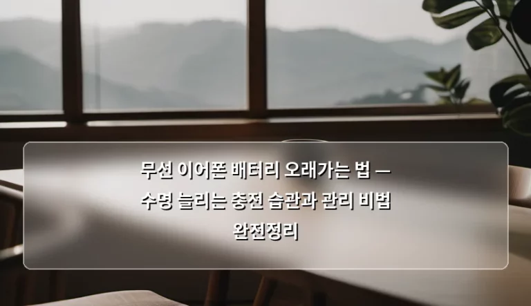무선 이어폰 배터리 오래가는 법 — 수명 늘리는 충전 습관과 관리 비법 완전정리