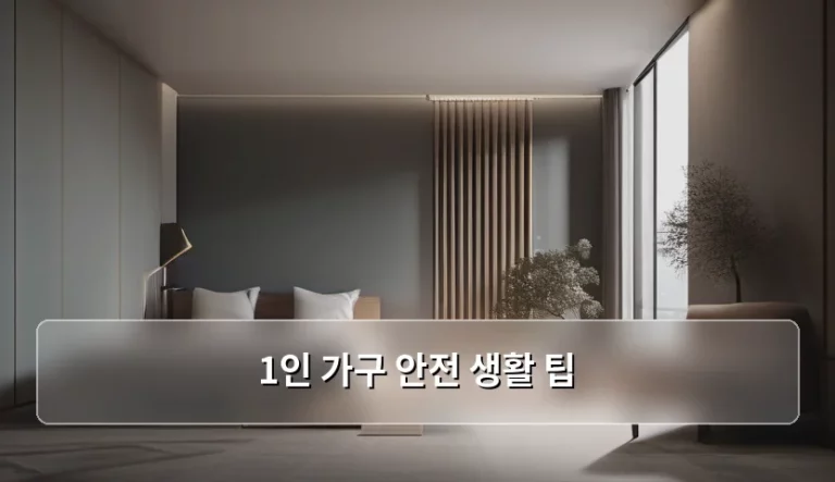 1인 가구 안전 생활 팁 및 주거 보안 강화 방법