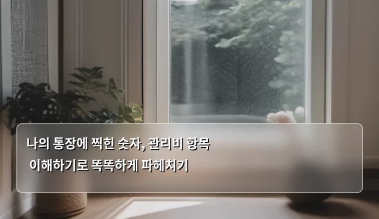 나의 통장에 찍힌 숫자, 관리비 항목 이해하기로 똑똑하게 파헤치기