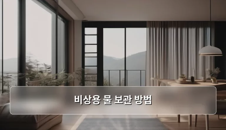 비상용 물 보관 방법 및 주의사항 가이드