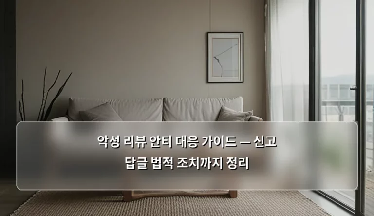 악성 리뷰 안티 대응 가이드 — 신고 답글 법적 조치까지 정리